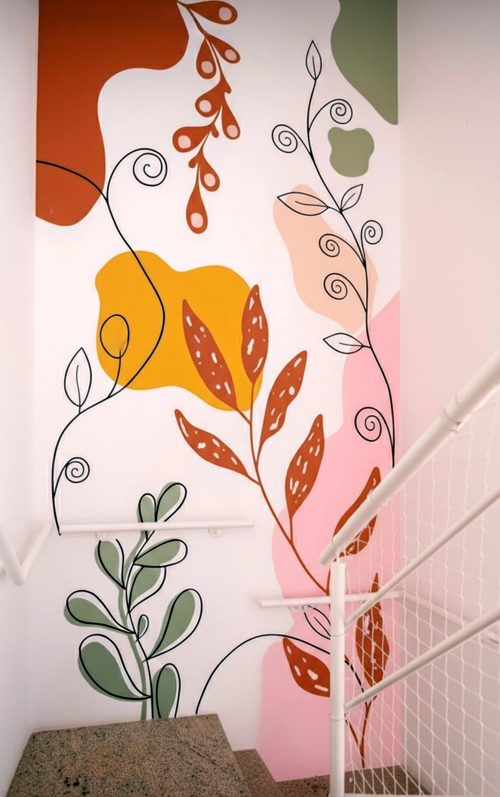 Abstract Botanical Wall Decal | Colorful Modern Wall Art Sticker Large Vinyl