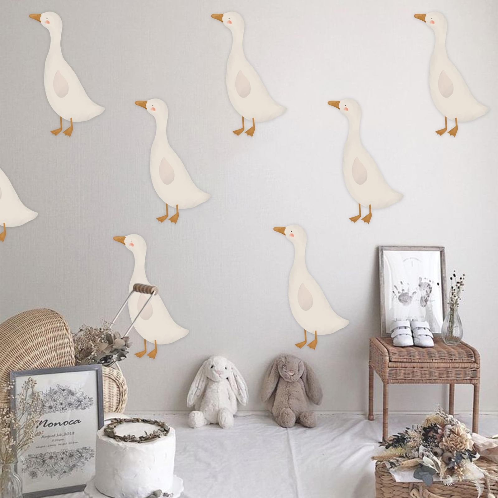 Cute Geese Wall Stickers, 8pcs Removable Waterproof PVC Decals, Funny Animals…