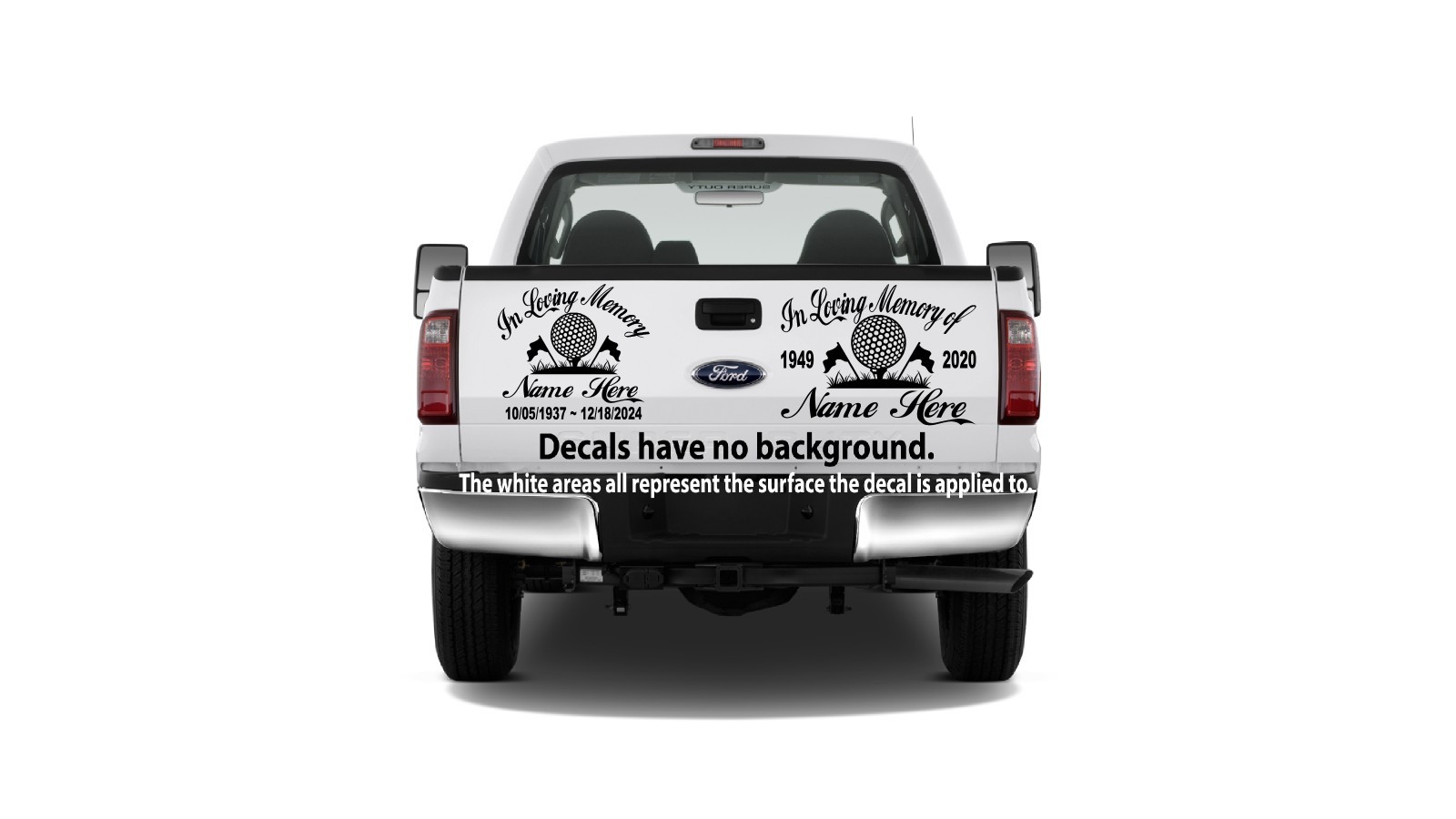 In Loving Memory Golf Decal – Golfer Tribute Sticker – Car Truck Window Vinyl