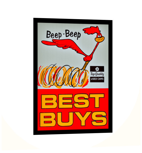 Plymouth Road Runner Sign Sticker "Beep Beep** Rectangular 5 Sizes