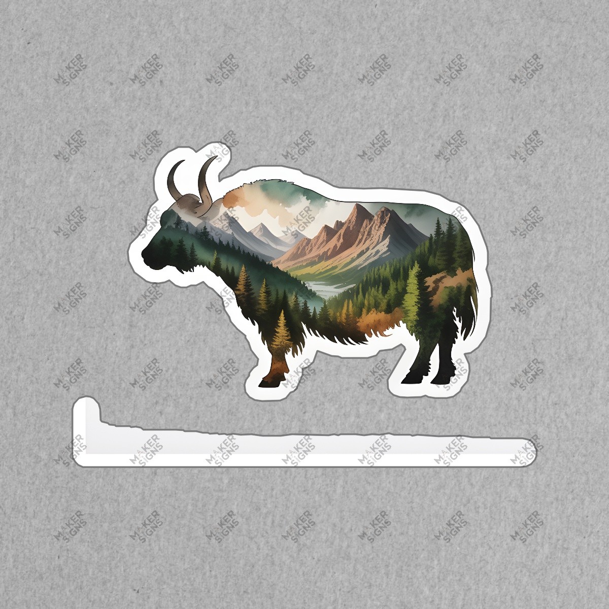 Vibrant Yak Silhouette Wall Art Majestic Mountain Landscape Decor for #8254