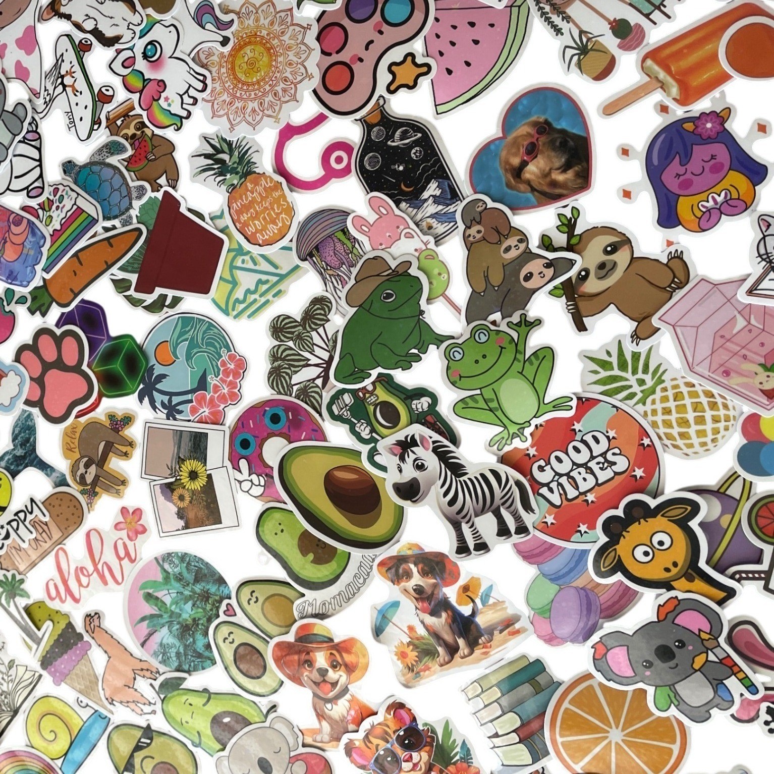 New 300+ Vinyl Stickers LOT Waterproof Fun Colorful Kawaii Animals Food Plants