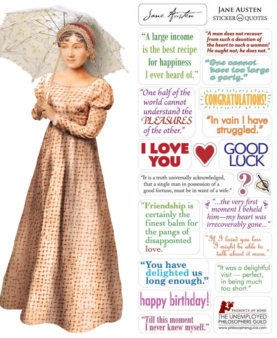 Greeting Card Stickers Unemployed Philosophers Quotable Notables Jane Austen