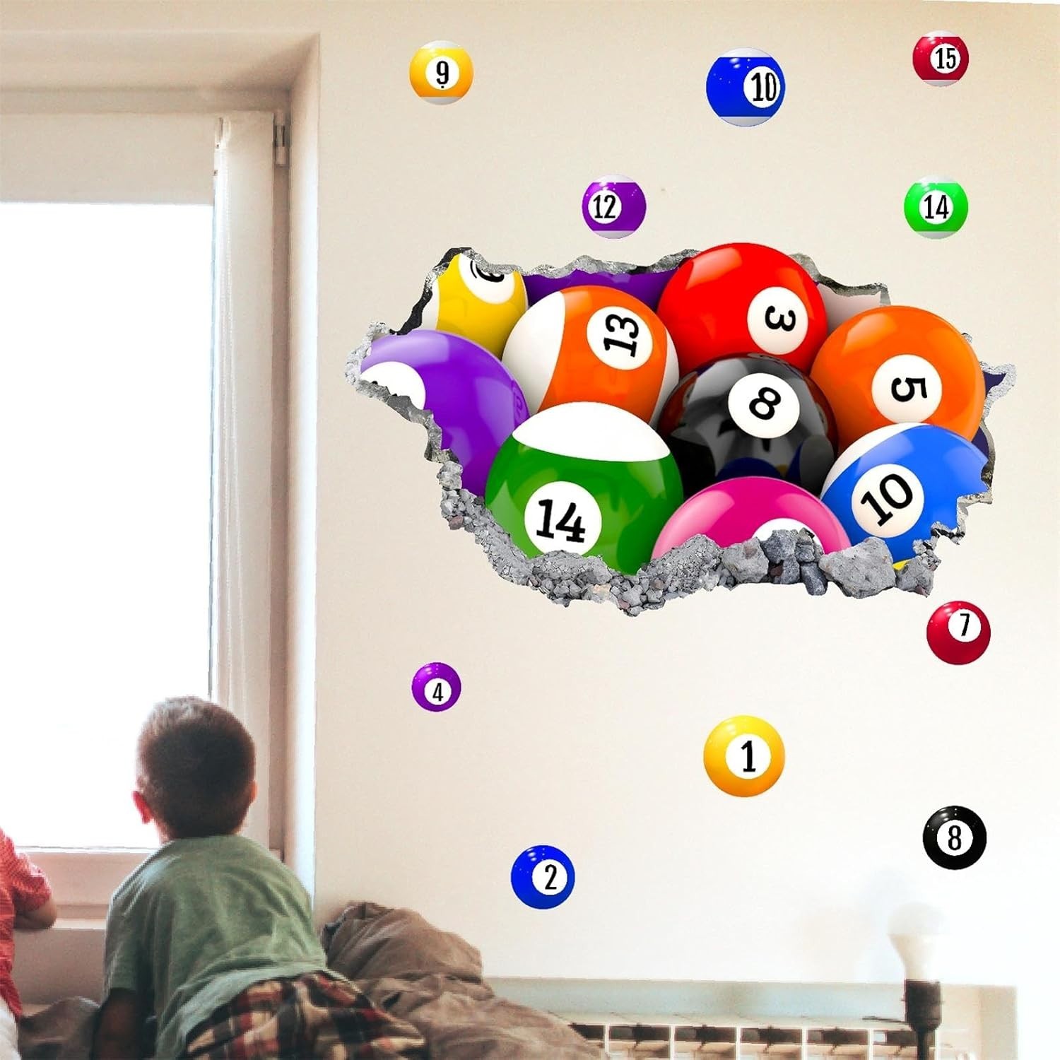 Removable Billiard Ball Wall Decals – Sporty Decor for Playrooms and Nurseries