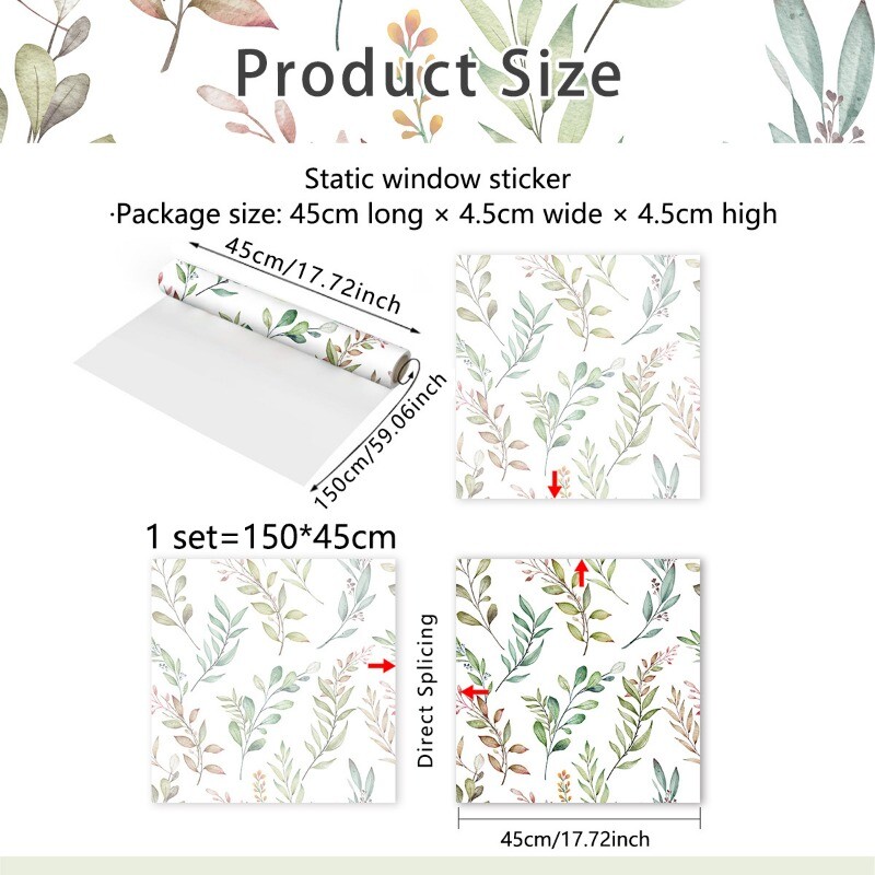Shading Window Static Sticker Decal Clings Home Decor PVC Leaf Green Country Art
