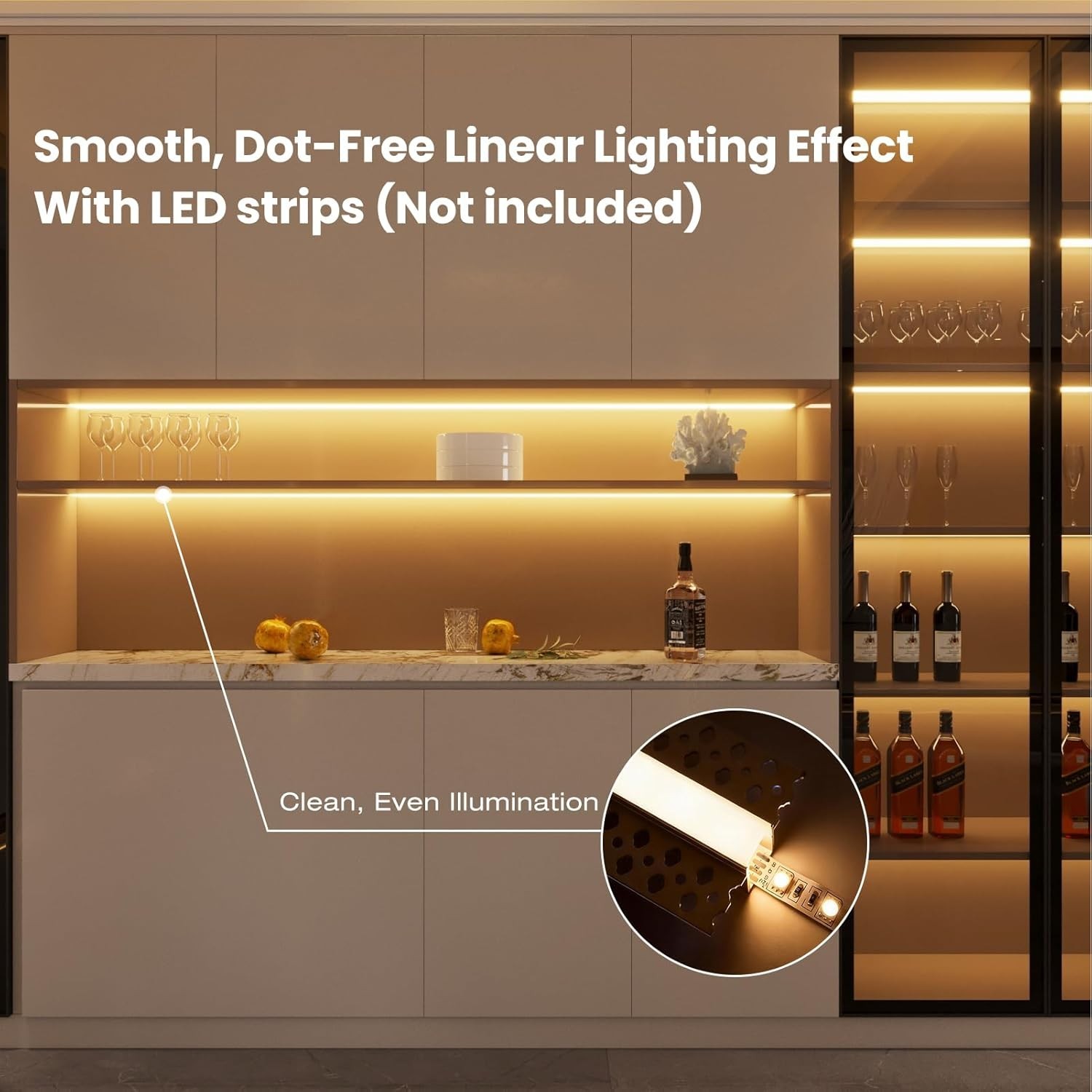 Aluminum LED Channel 6 Pack 1M (3.3FT) Each, Plaster-In Recessed Aluminum Profil