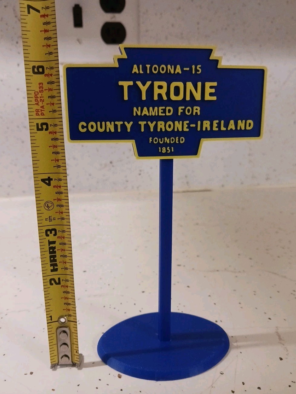 "Tyrone County Pennsylvania Mini-Replica Sign 6" Tall Sign
