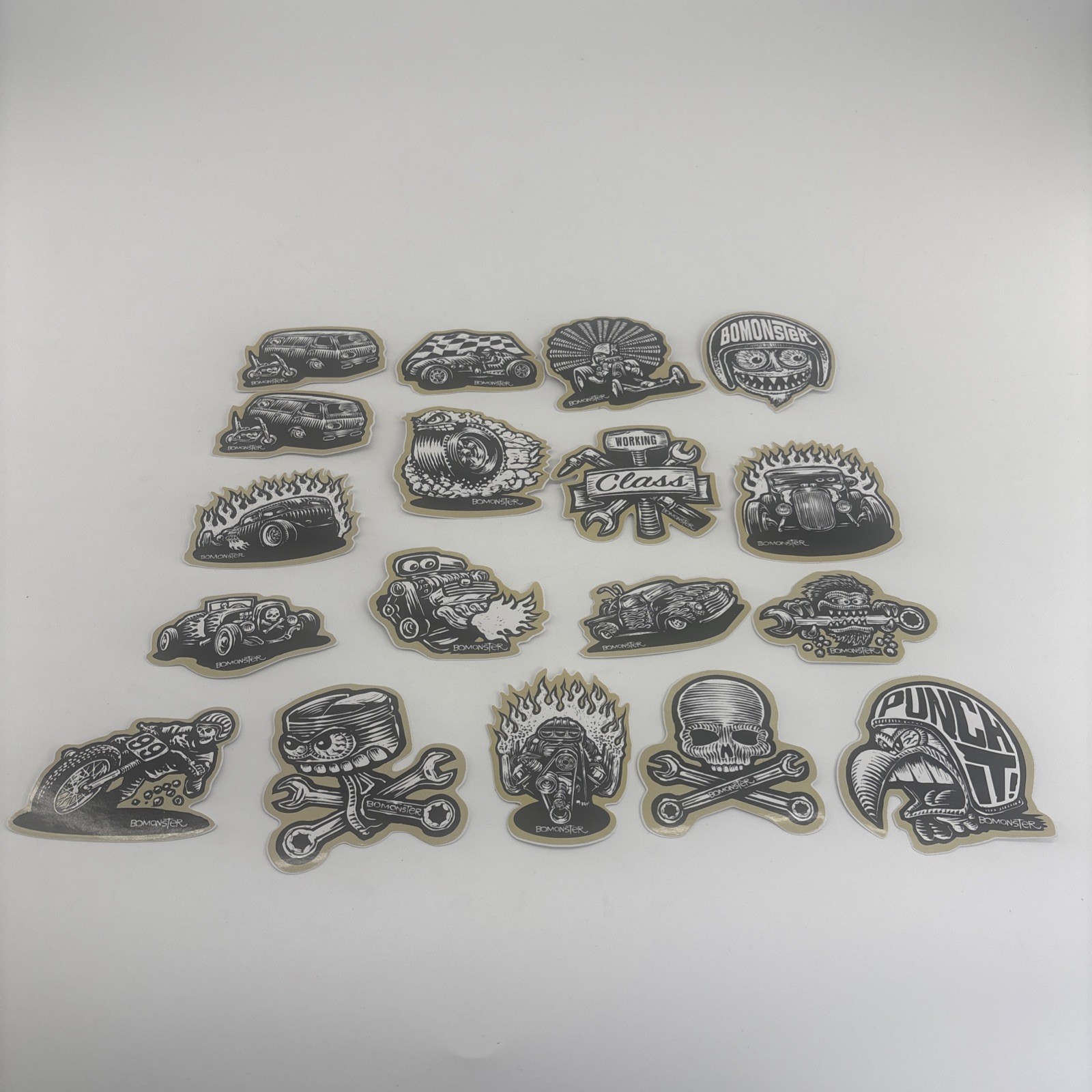 Lot of 18 BOMONSTER Hot Rod Vehicle Vinyl Stickers