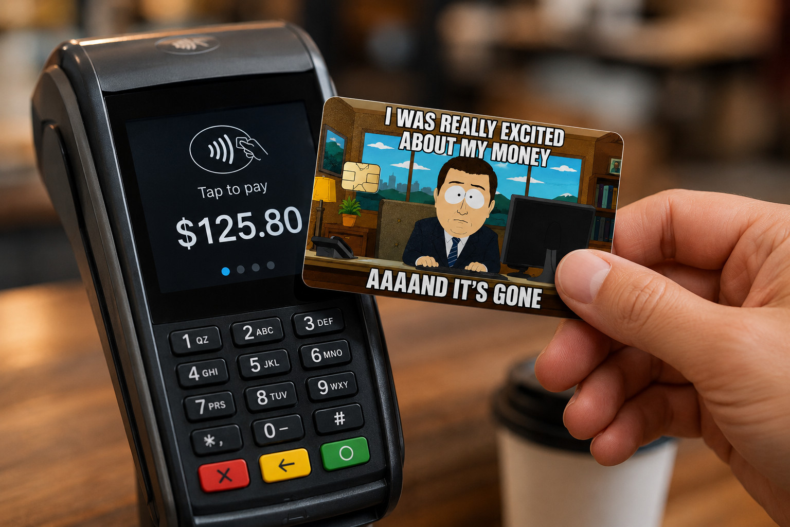 "And Its Gone" Funny Credit / Debit Card Skin Cover Decal Sticker *SMALL CHIP