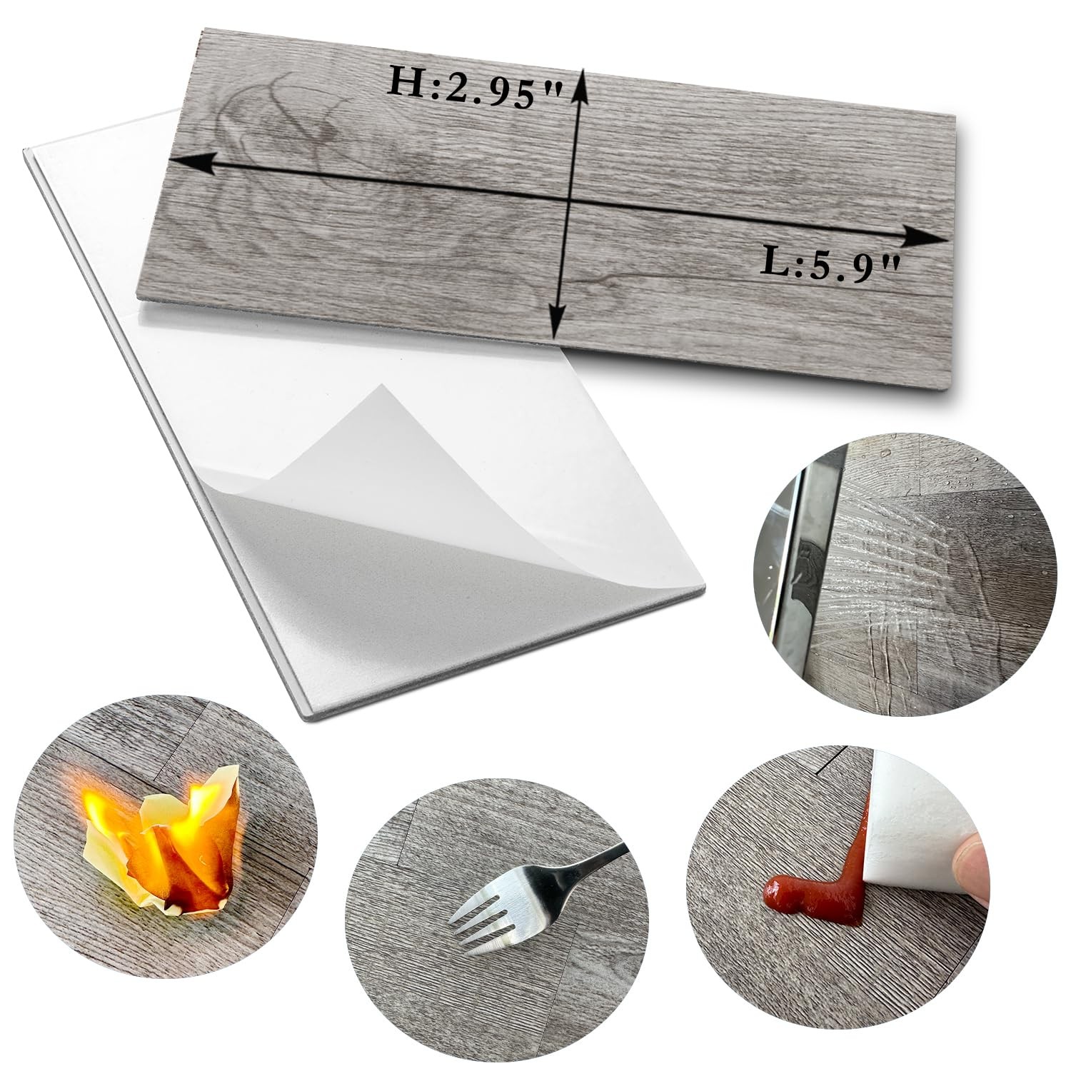 Peel and Stick Backsplash PVC Tile, 3" x 6" Dover Gray Stick on Tiles for Bac…