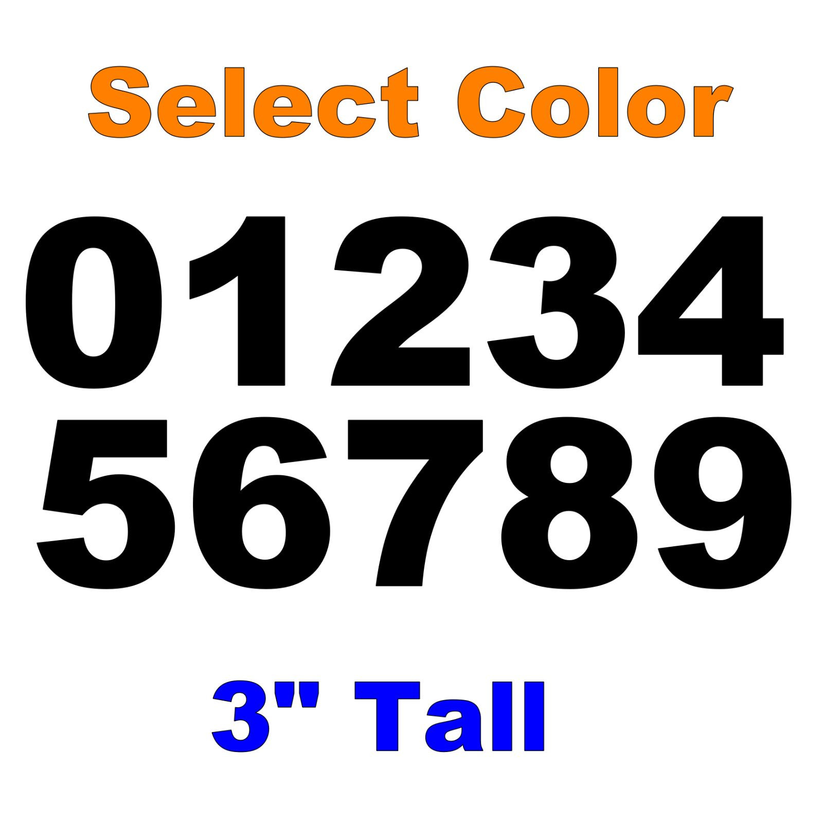 0-9 Numbers 1x Set Vinyl Decals 3" Inches – DIY Sign Car Dealer – Select Color