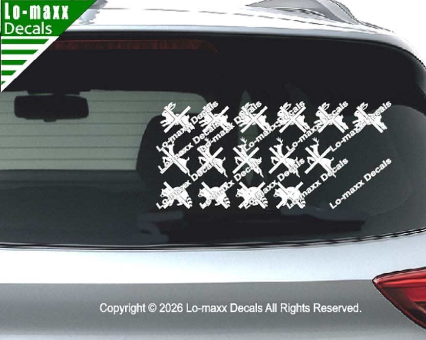 Deer Rabbit Raccoon Kill Markings Die Cut Vinyl Decal Hunting Truck Car Sticker