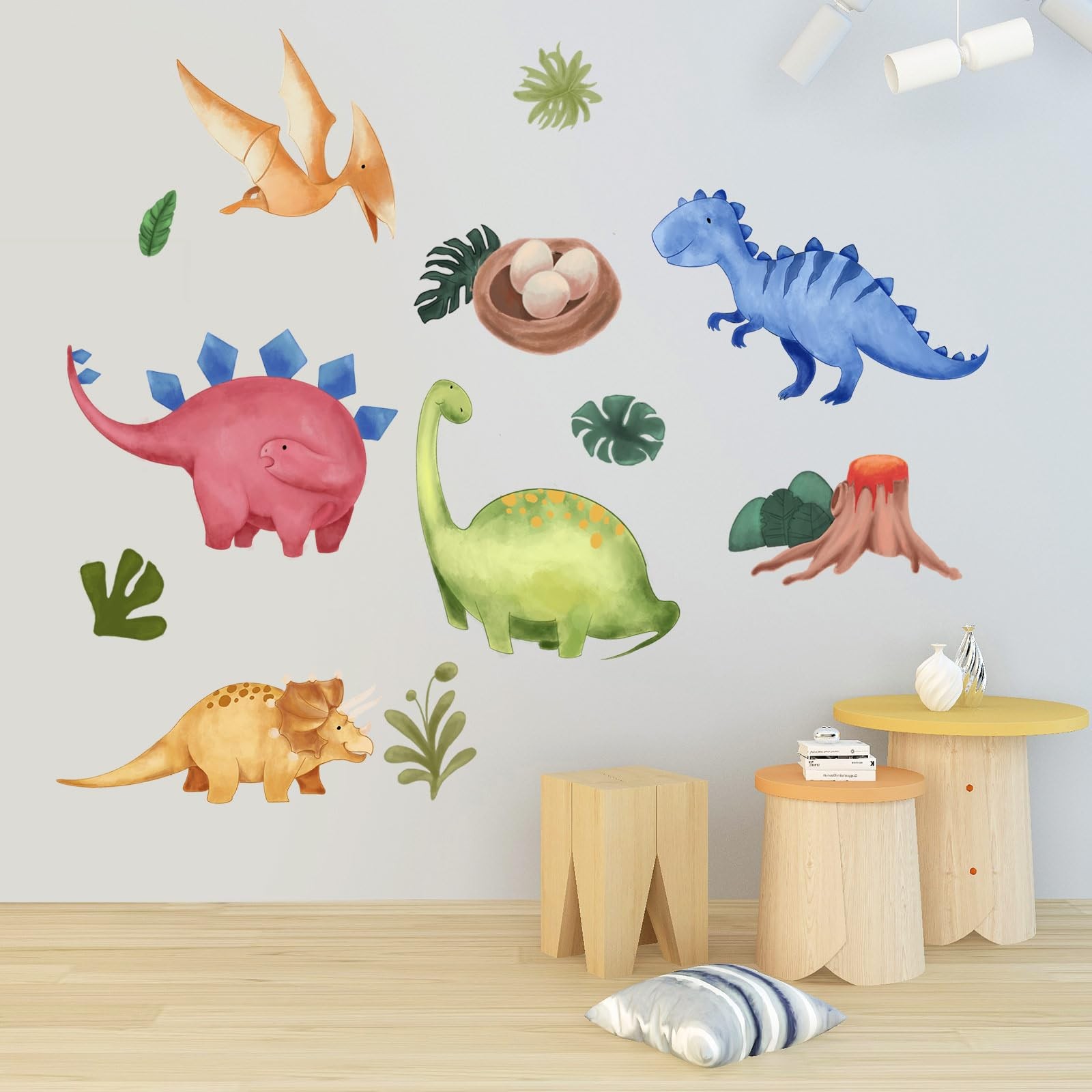 Dinosaurs Wall Decals Stickers, Dino Playroom Decor Neutral for Kids, Nursery…