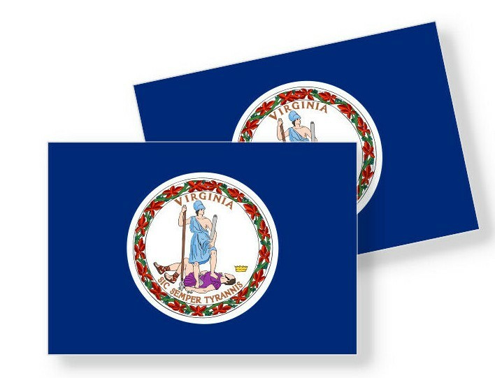 Virginia Flag Stickers Flag Decals Vinyl Indoor Outdoor Stickers Set of 4