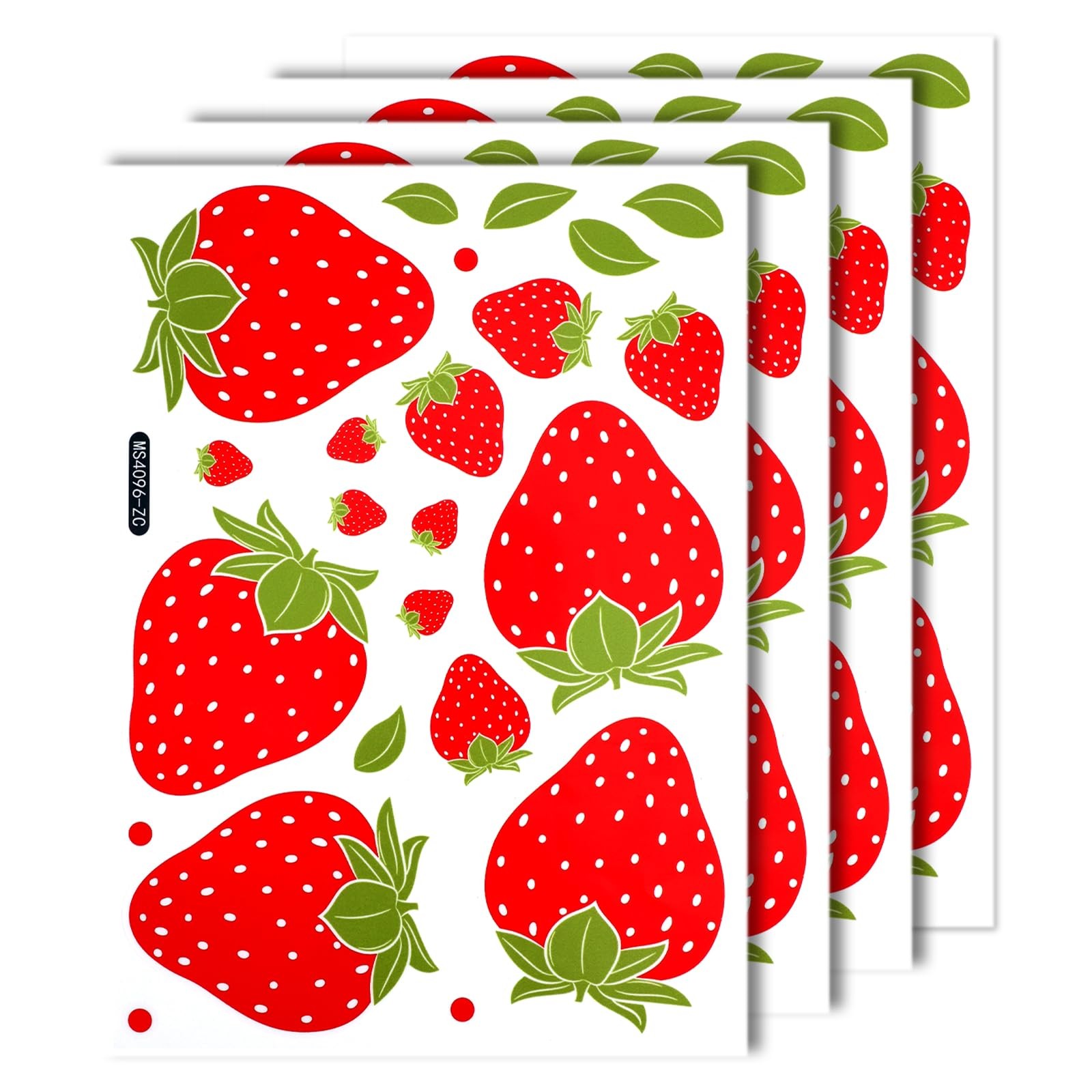 4 Sheets 92pcs Strawberry Wall Decals Removable Cute Fruit Stickers Waterproof