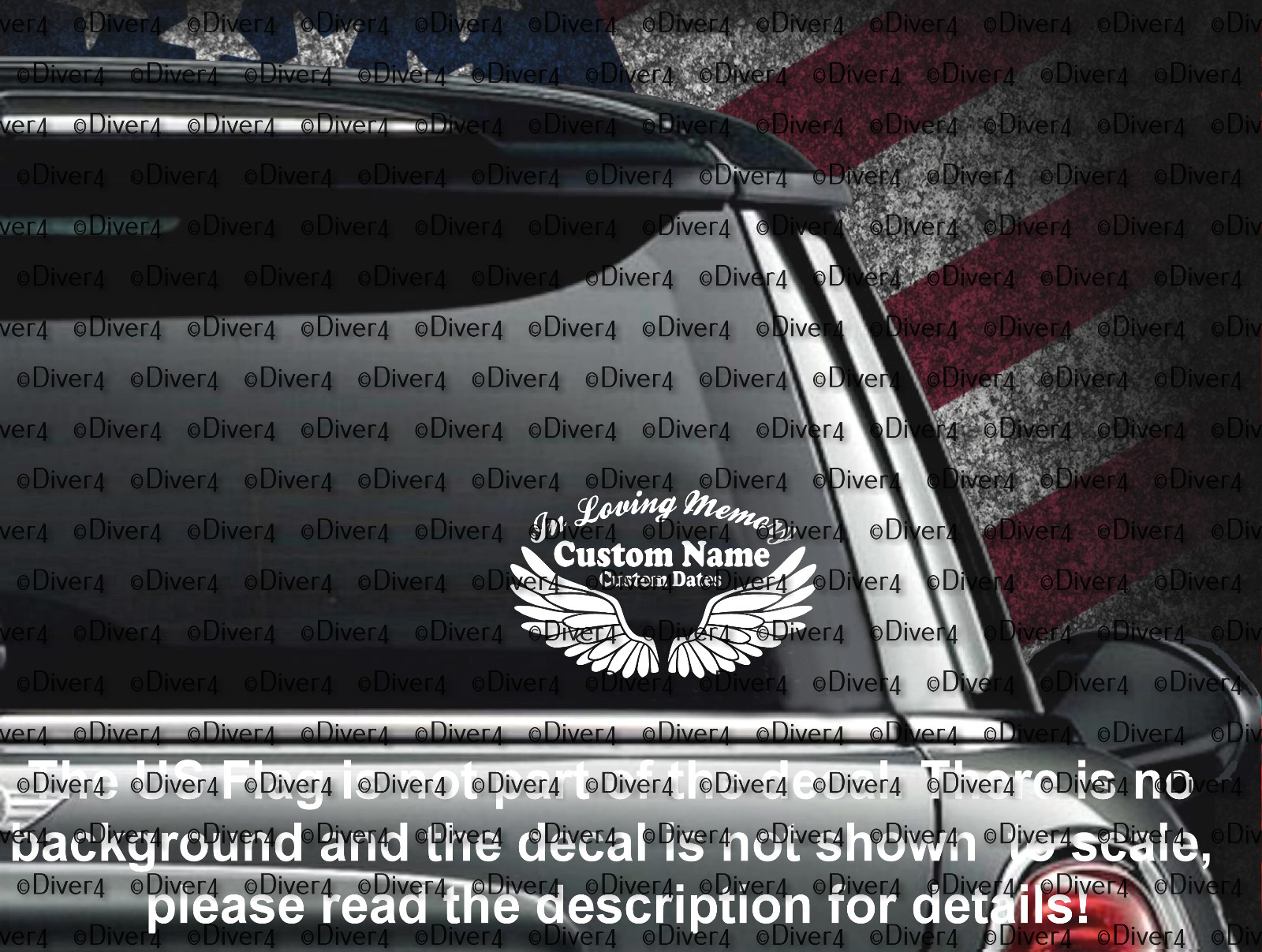 In Loving Memory With Wings Memorial Design # 2 Decal USA Made US Seller