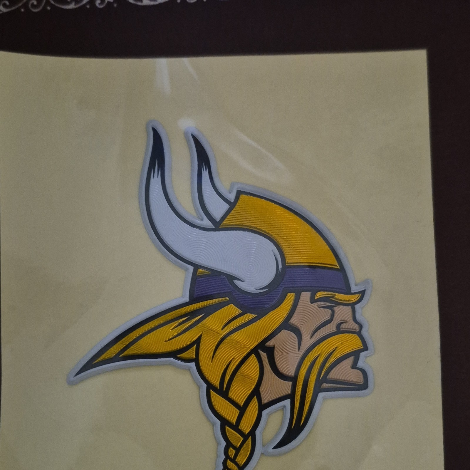 Viking Head Iron on Patch Yellow Purple White Black Sports memorabilia