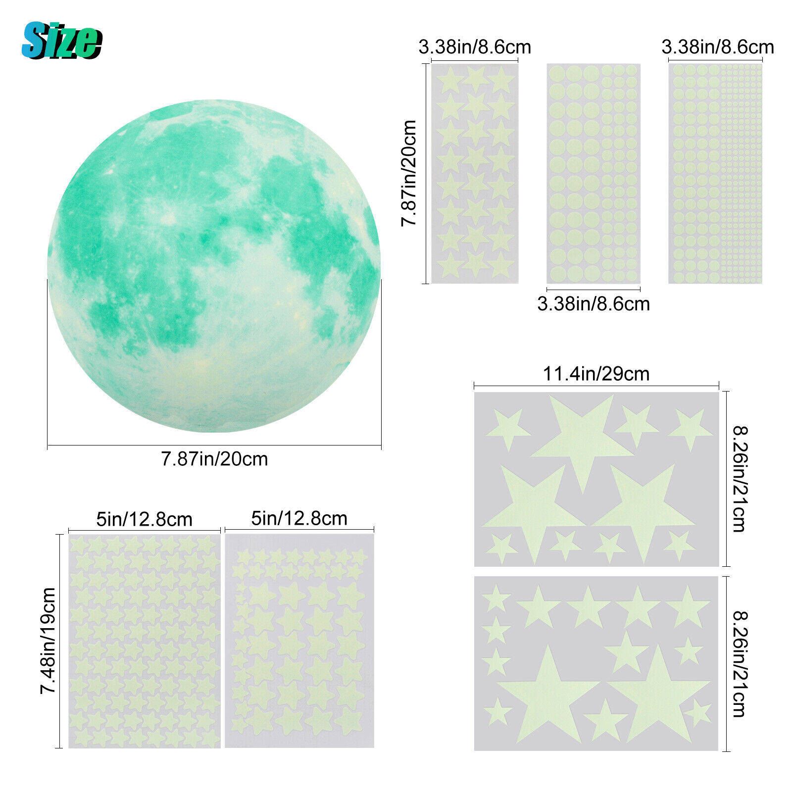 3D Glow In The Dark Luminous Stars Moon Wall Stickers Space Kid Ceiling Decor US