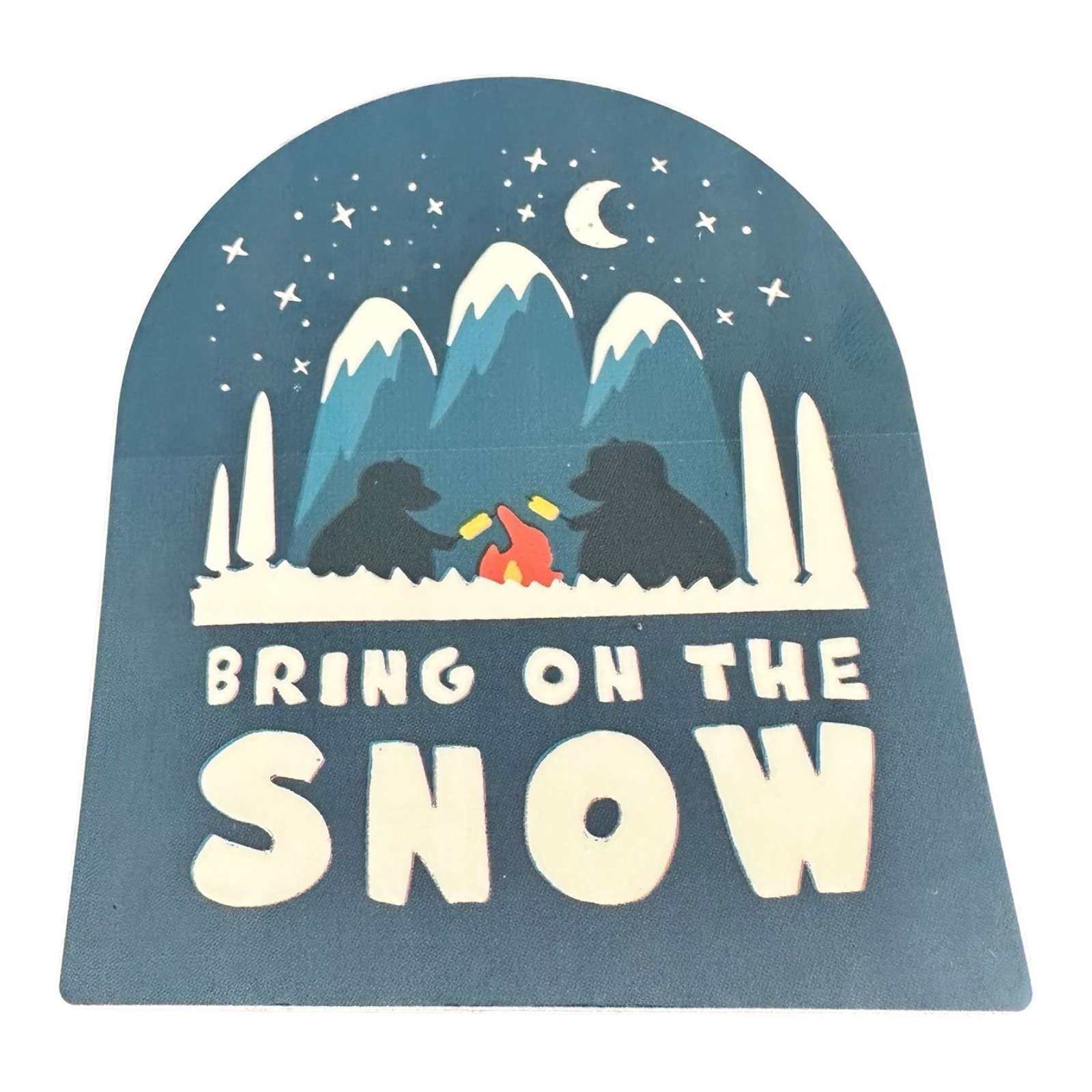 REI Bring On The Snow Moon Stars Campfire Sticker Decal – Outdoor 3.75×3 inches