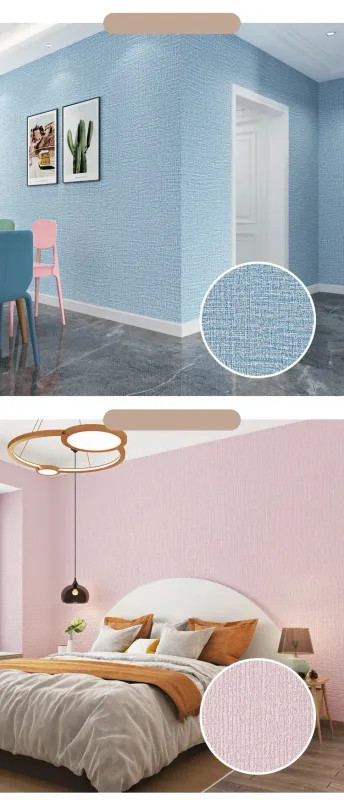 Self-adhesive Wallpaper Linen Thicken Waterproof Mildew Proof Plain Color Living