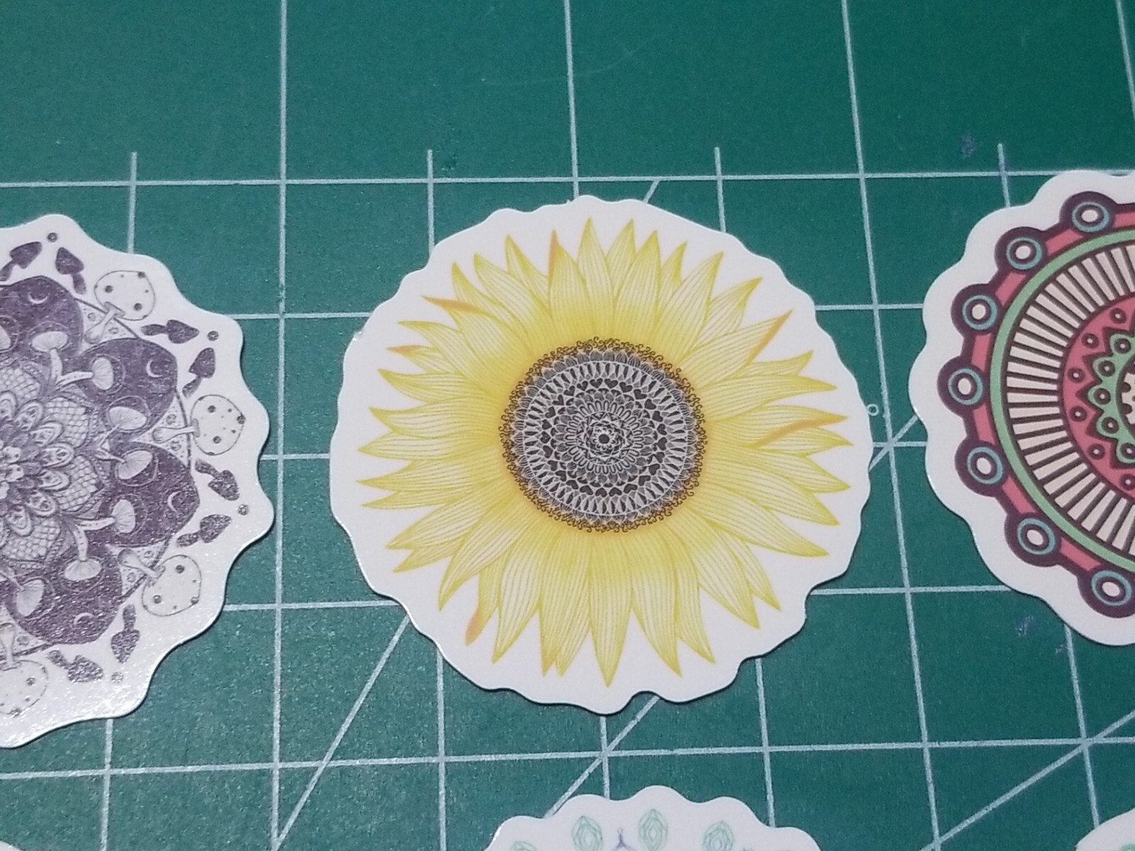 Set Of 6 Mandala Vinyl Decal Stickers Waterproof. 1 3/4" Round. Lot 1