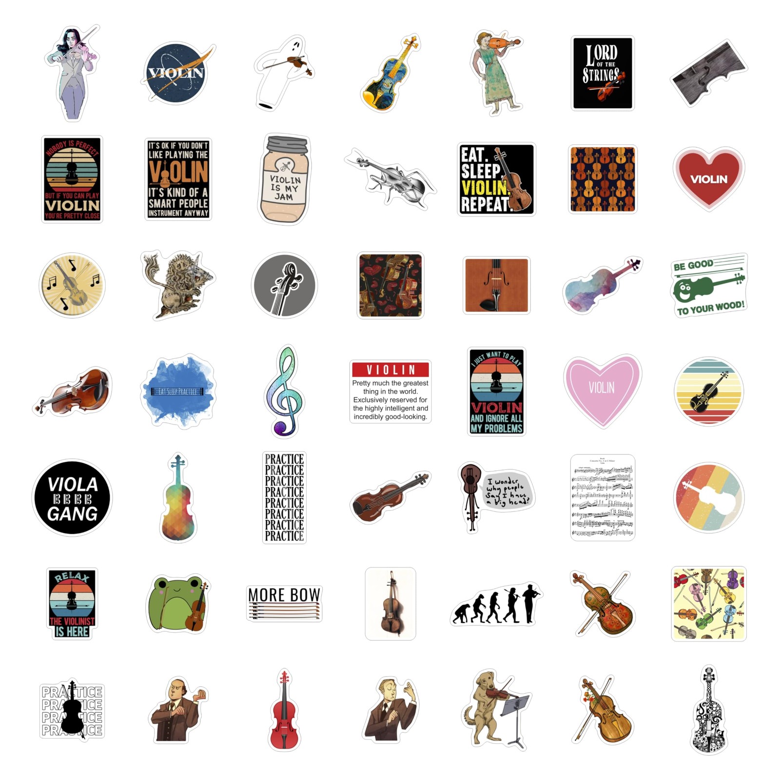 BulbaCraft 100Pcs Violin Stickers for Water Bottle and Laptop