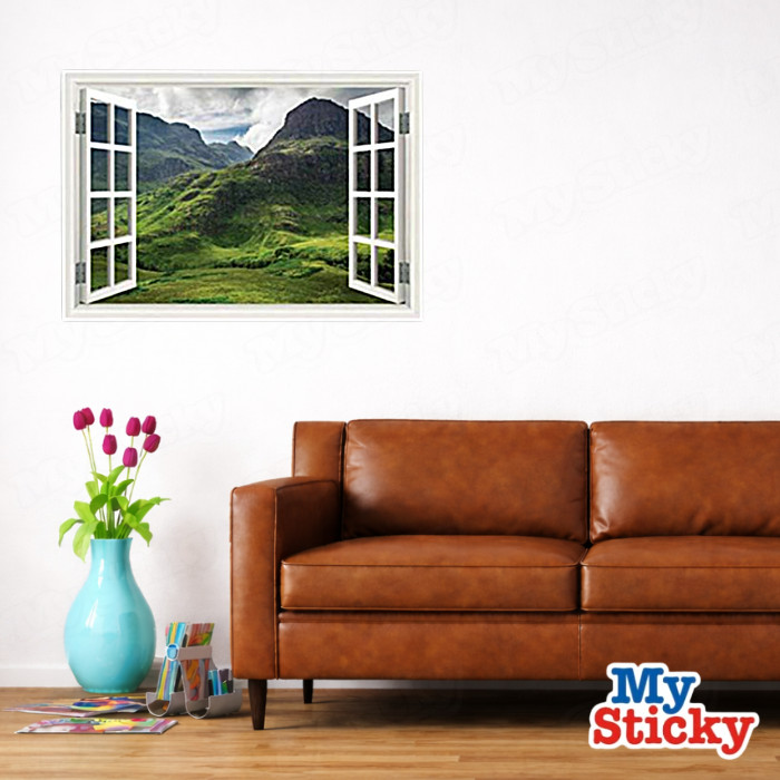 MySticky 3D Landscapes and Nature Fake Window Frame Wall Decal | Room Decor