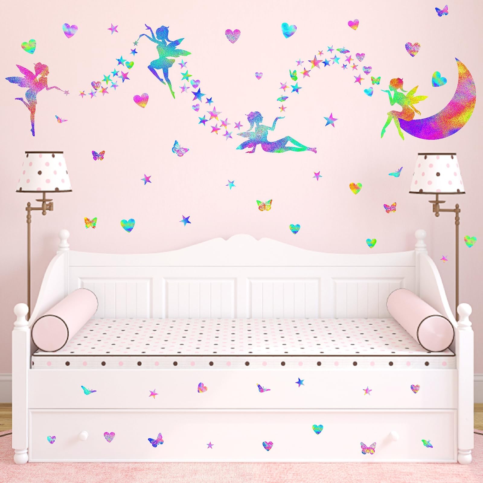 Colorful Fairy Wall Stickers for Girls Room Nursery Princess Wall Decals