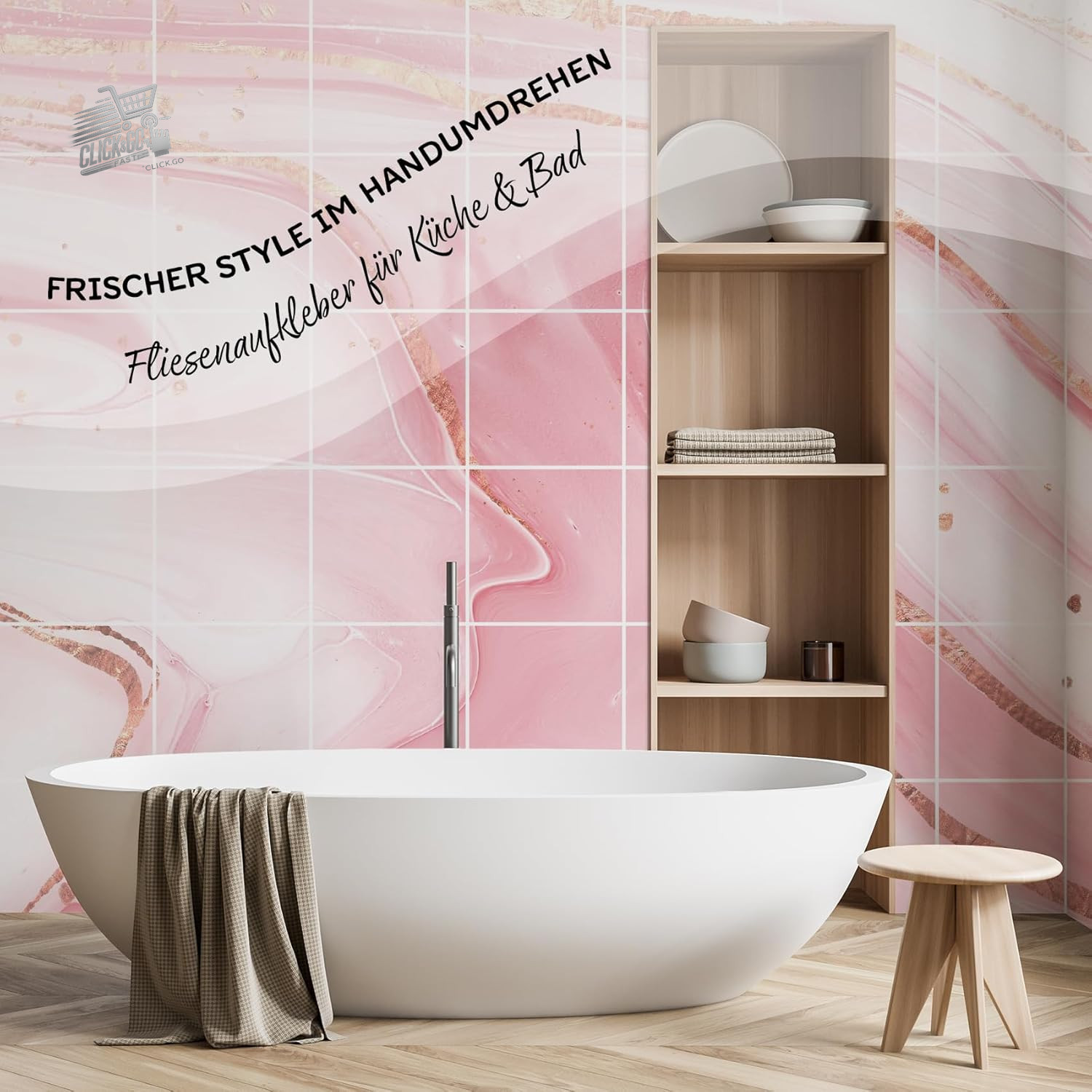 Pink Marble Tile Stickers 20×20 Self Adhesive Film Kitchen Bathroom Stone 10