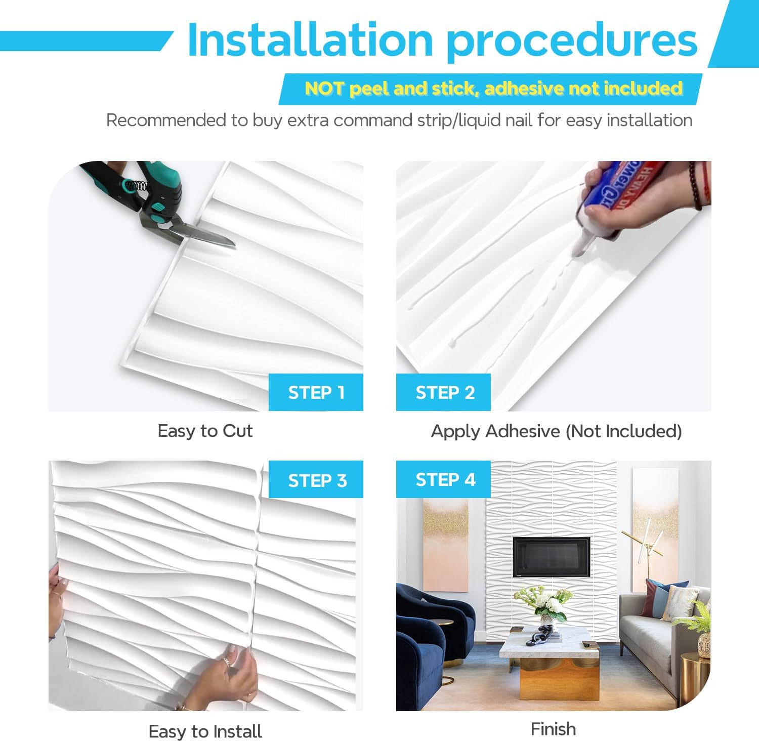 STICKGOO Wave Wall Panels for Interior Wall Decor, White 3D Wall Panels Accent W