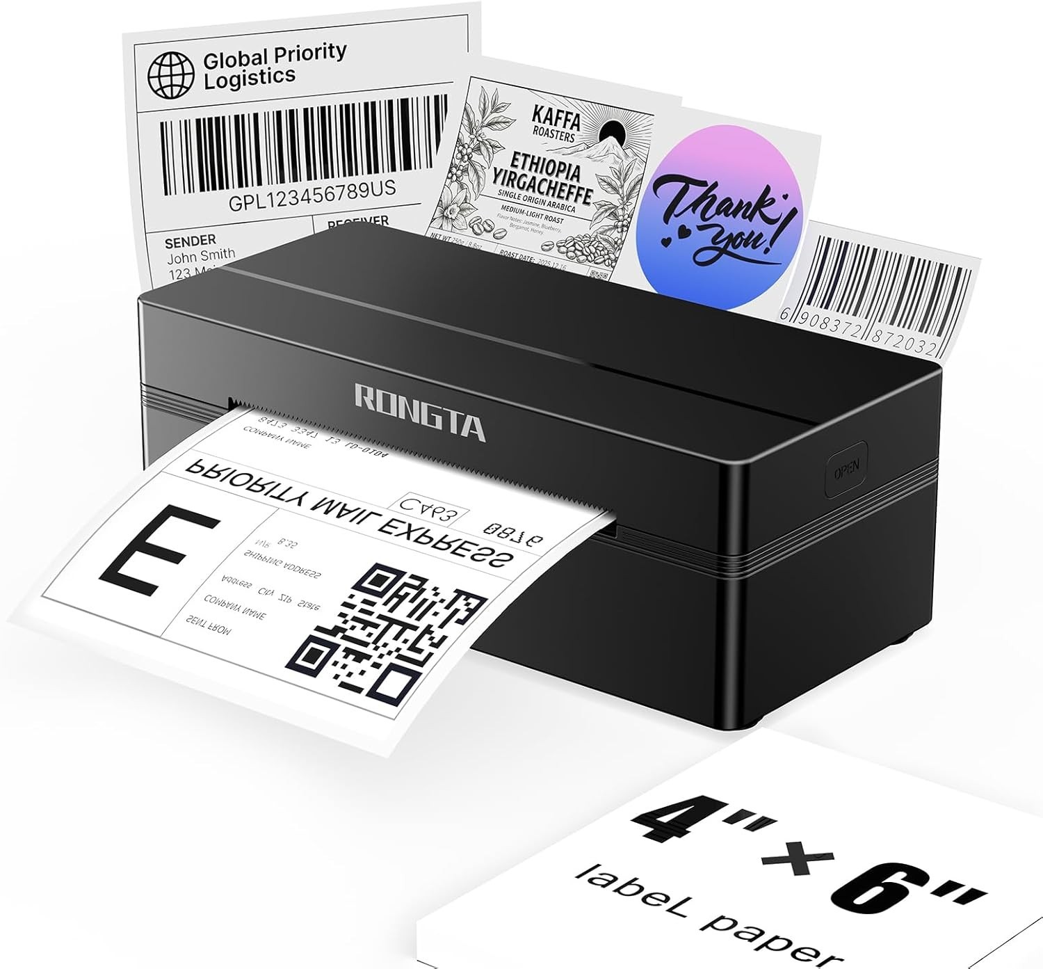 Bluetooth Shipping Label Printer, Wireless 4X6 Thermal Label Printer for Shippin