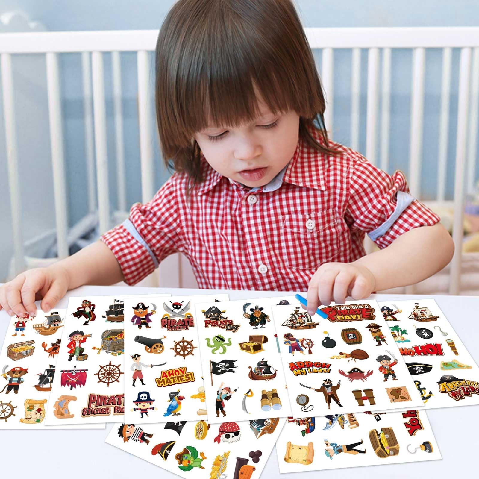 24 Sheets Pirate Stickers, Pirate Themed Stickers Variety Pack for Kids Scrap…