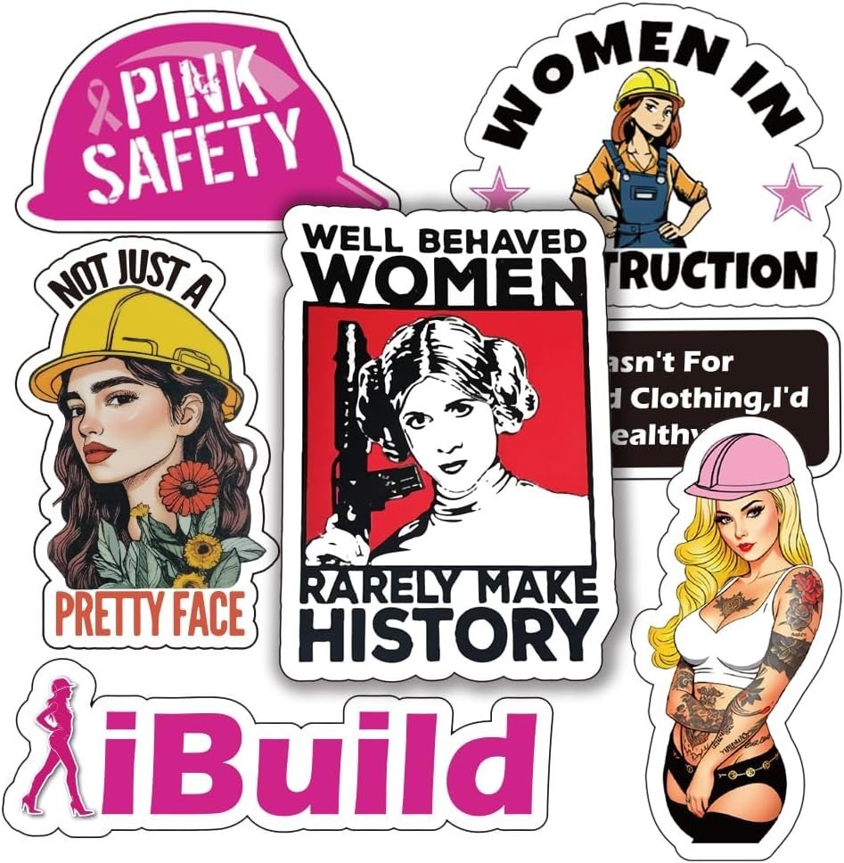 Women Hard Hat Stickers | Blue Collar Decals for Hardhat | Woman in Trade Empowe