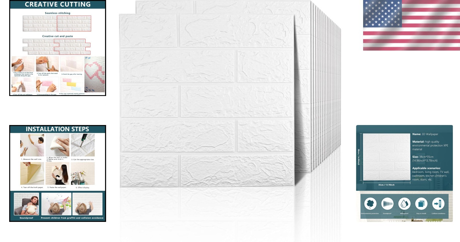 Modern 3D Foam Wall Panels – 20 PCS, 29 Sq Ft White Brick Design for DIY Decor