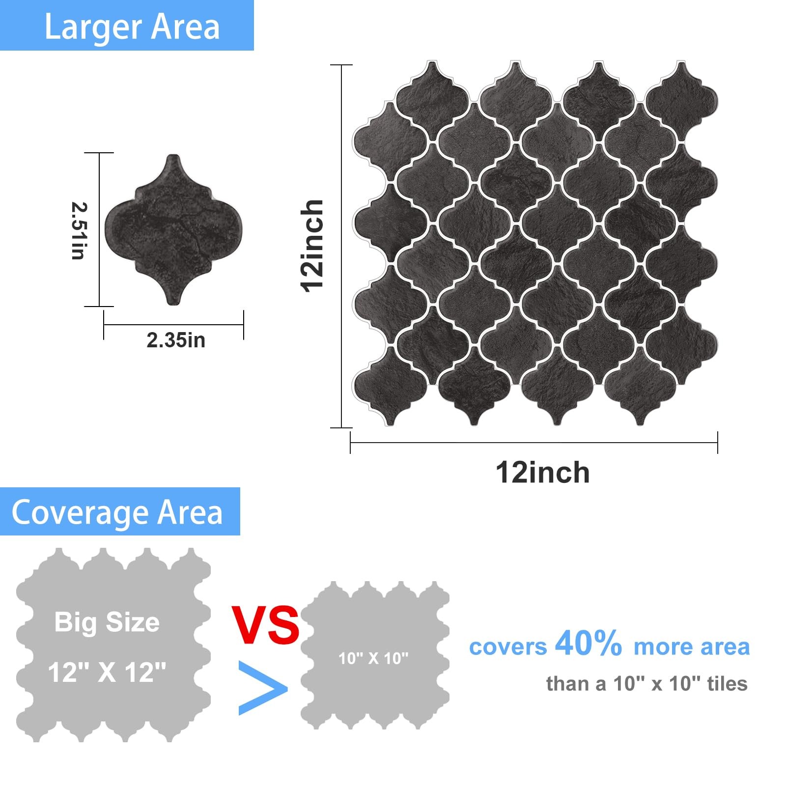 Arabesque Peel and Stick Backsplash for Kitchen, Thicker Design 3D Self Adhes…