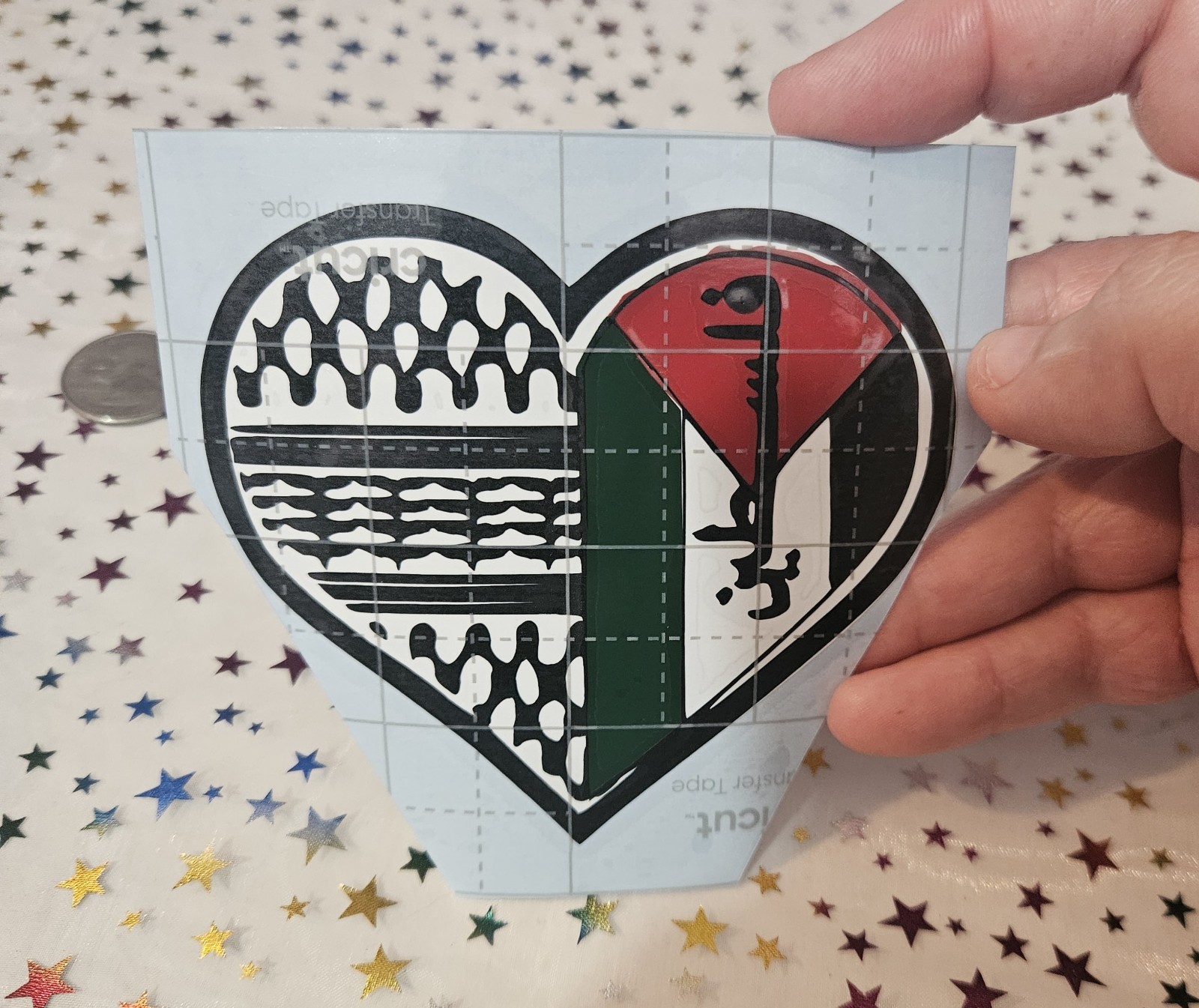 Handmade Free Palestine Heart Vinyl Sticker Decal