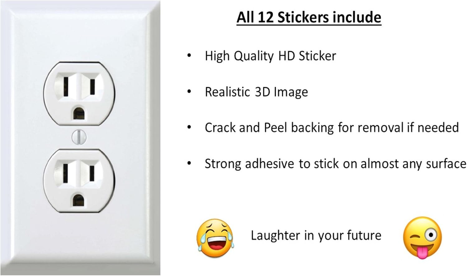 Fake Outlet Stickers Prank – Airport Wall Sockets – 12 Pack – Funny Electrical P