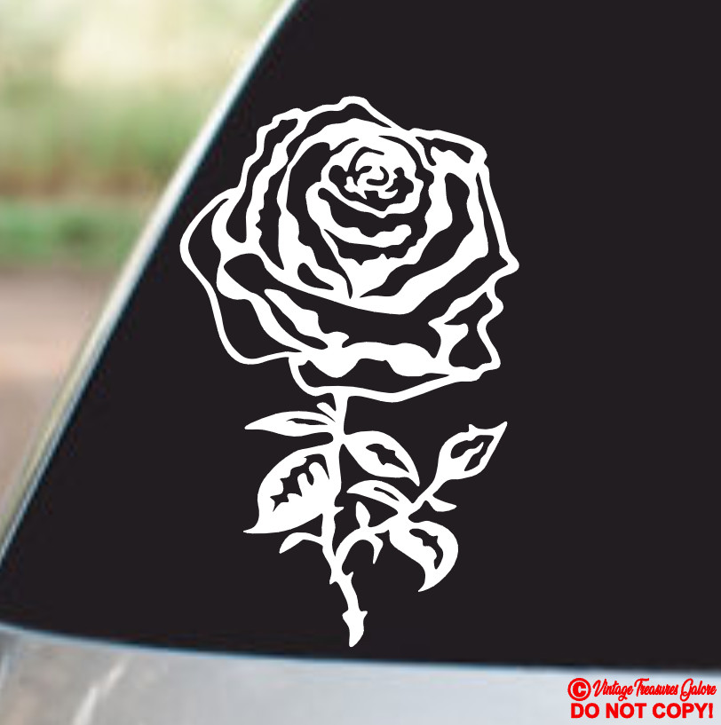 ROSE ~ VINYL DECAL STICKER CAR TRUCK REAR WINDOW BUMPER WALL FLOWER LOVE SYMBOL