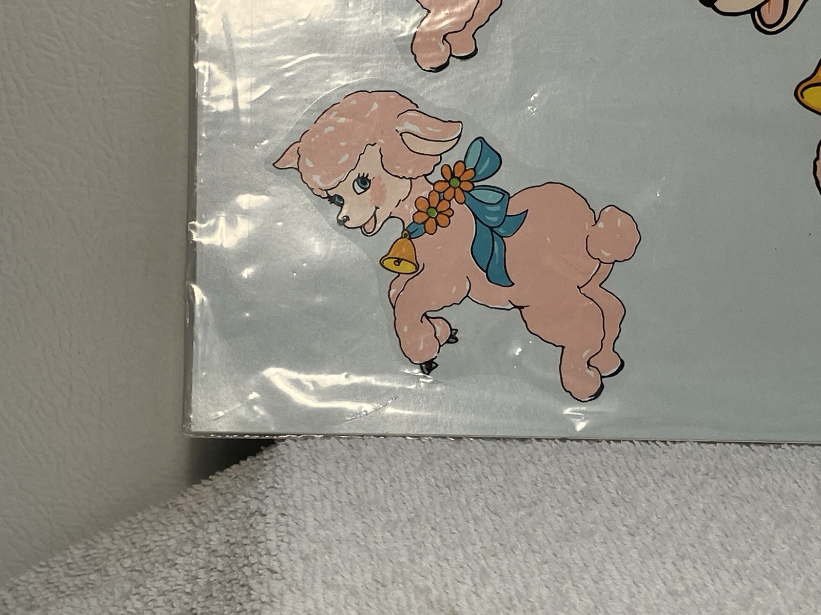Vintage Handpainted Lamb Decals by Decorcal Pink Baby Girl Retro Decoupage B-28