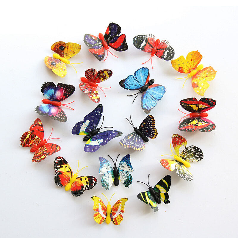 50 PCS Removable 3D Butterfly Reflective Wall Stickers Decals DIY 5 cm Art Decor
