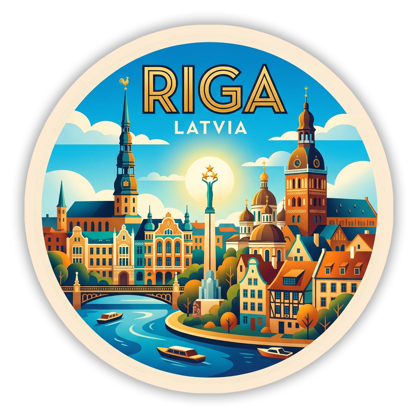 Riga Latvia Vintage Travel Sticker Die Cut Waterproof Decal Vinyl For Laptop etc