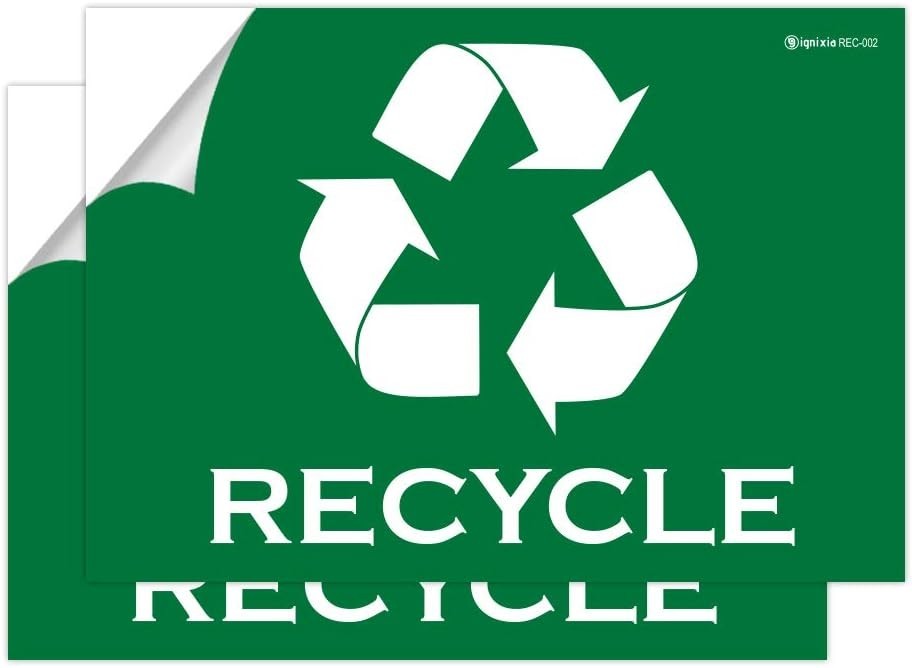 Eco-Friendly Trash and Recycling Stickers – 2 Pack, 10×7 Inches, Bright Green