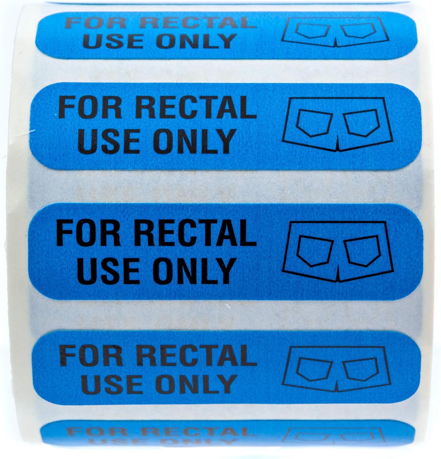 Blue Rectal Use Labels 0.375 X 1.5 Inches 500 Labels Per Roll Permanent Adhesive