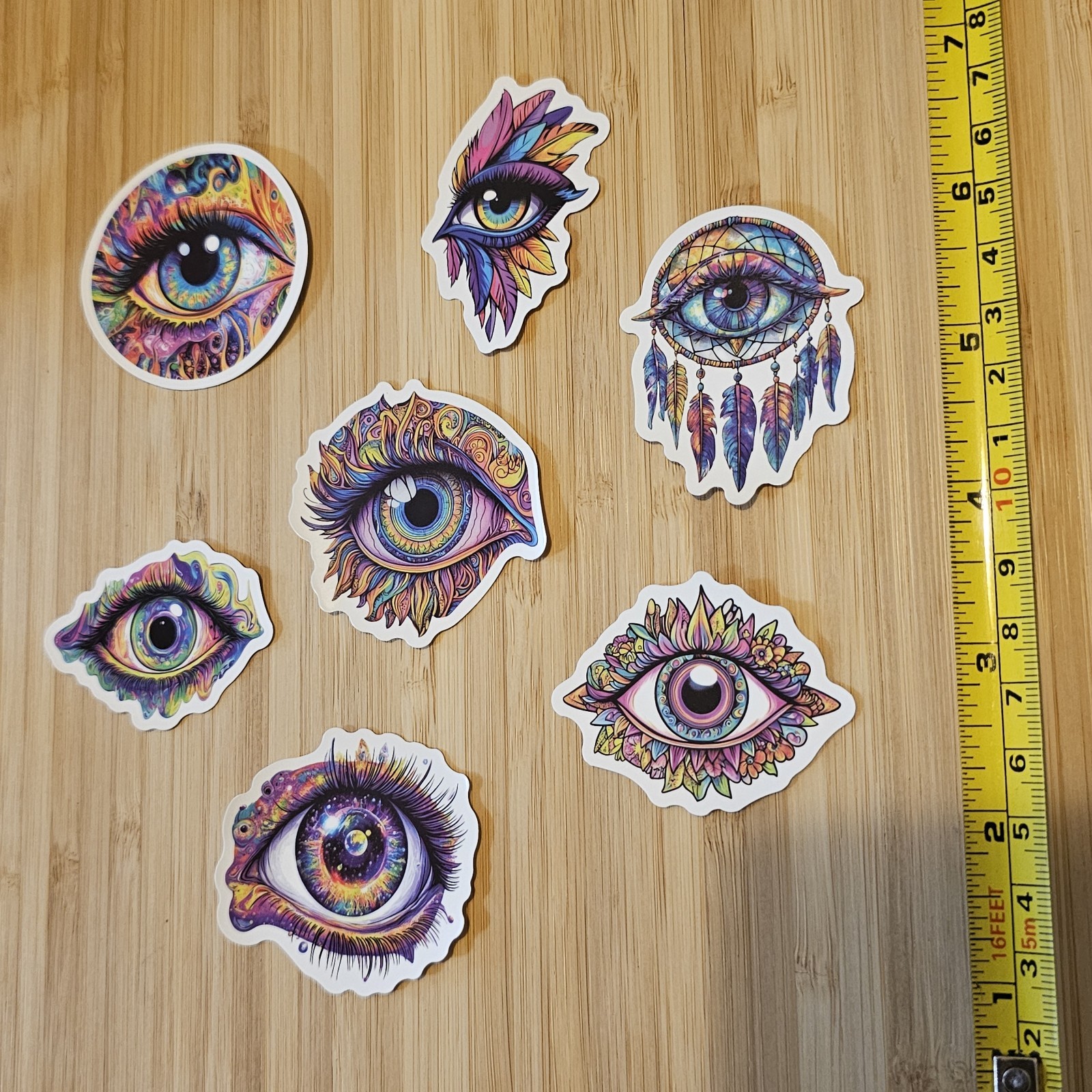 2J6 RAINBOW EYES COLORFUL BIG EYE LASHES MULTI-COLORED STICKER LOT STICKERS