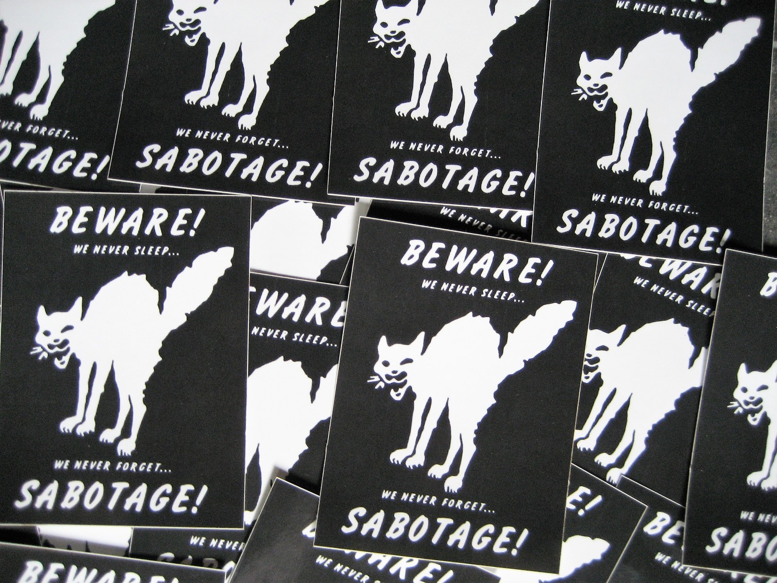 4×3" Class War Sabotage Cat VINYL Sticker Human Liberation Anarchy Bumper Decal