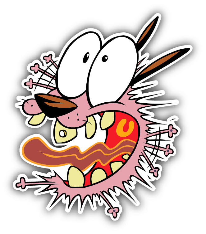 Courage The Cowardly Dog Shouts Cartoon Car Bumper Sticker Decal 5"x 4"