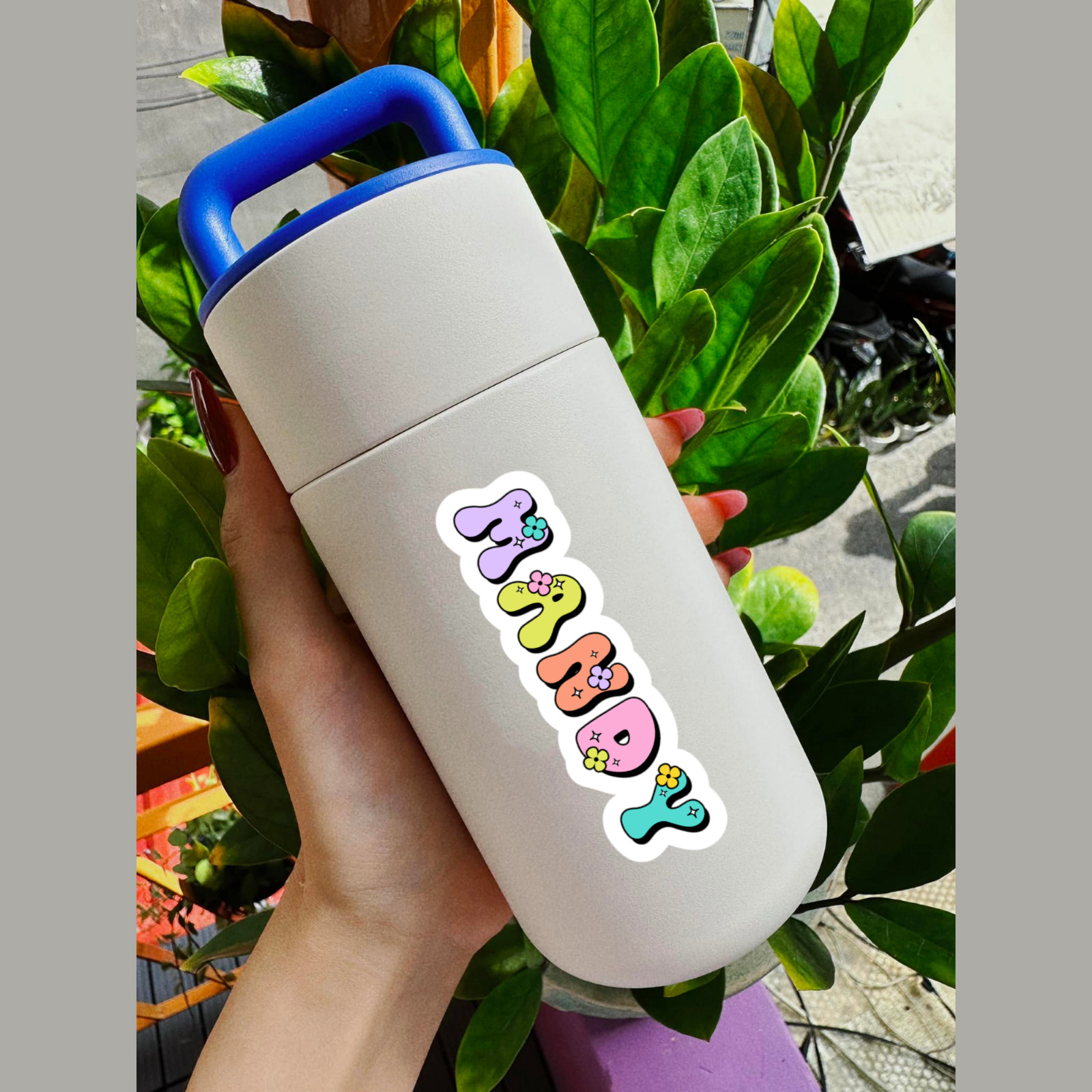 Custom Groovy Retro Name Sticker Personalized Vinyl Decal 70s Style