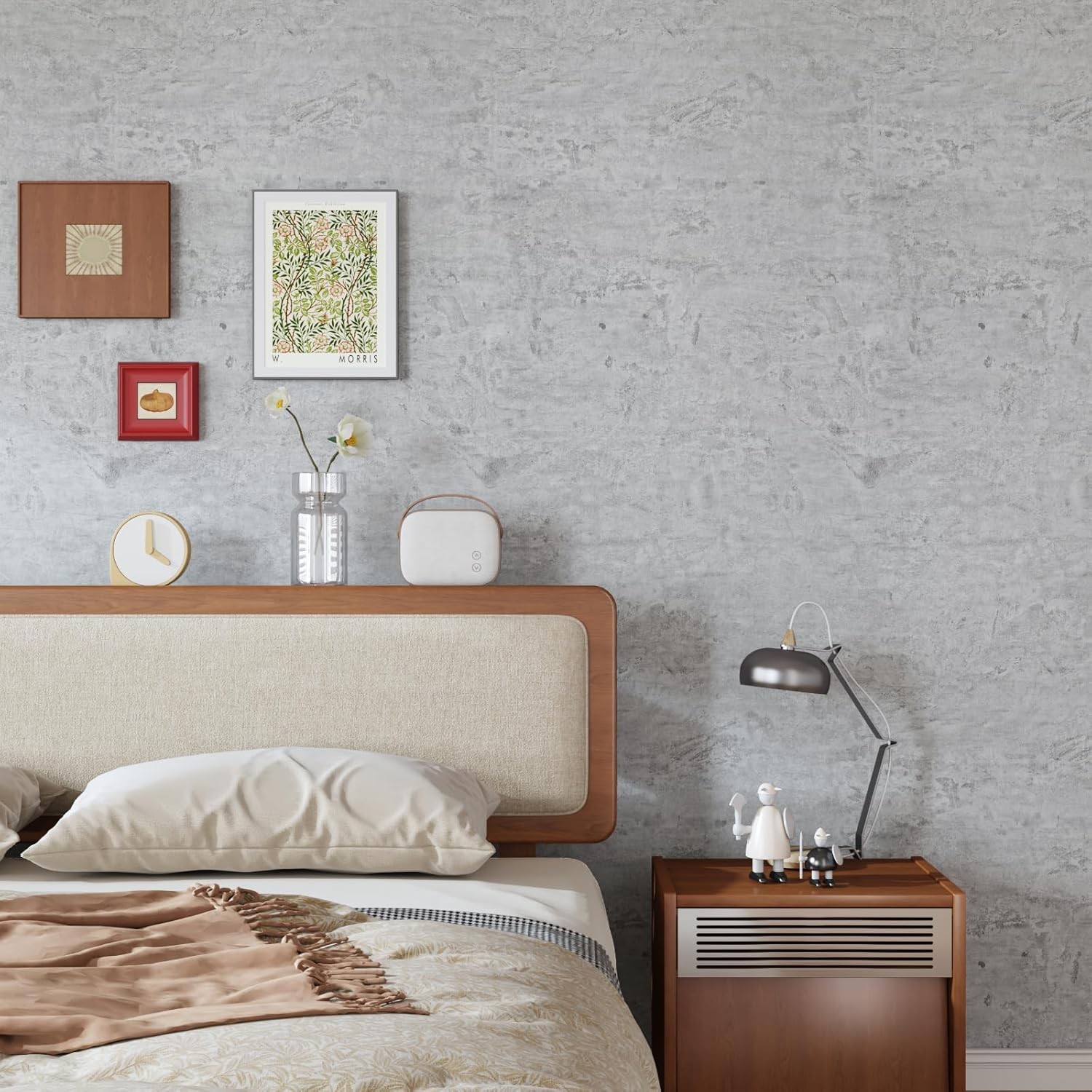 Concrete Grey Wallpaper 24"x354" Extra Thick Wide Waterproof Peel and Stick C…