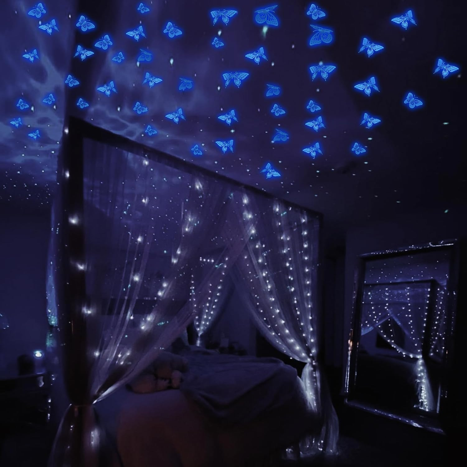 Glow in The Dark 3D Butterfly 24 Pcs 3 Sizes, Luminous Butterfly Stickers for…