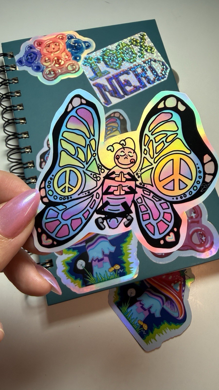Namaste Butterfly Holographic Vinyl Sticker | 3" | Original Art by Sara Rose